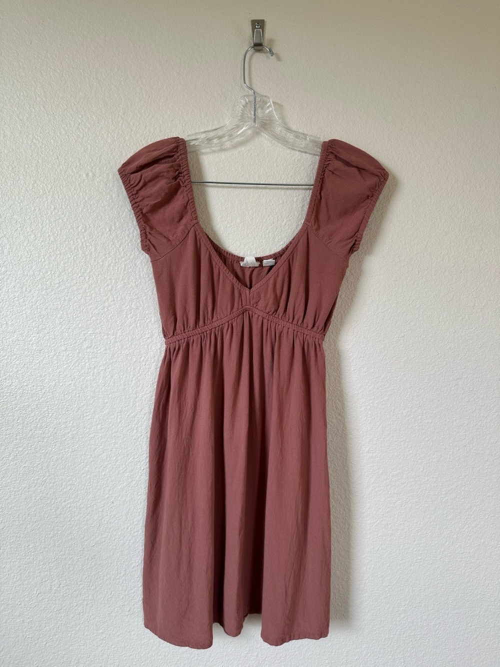 ROXY Sandy Shores Mauve Pink Puff Sleeve Mini Dress - Women's Small